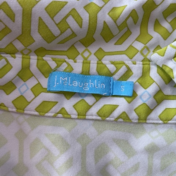 J. McLaughlin Monroe Catalina Cloth Button Up Top Green Geometric Small. B11 - Picture 4 of 7